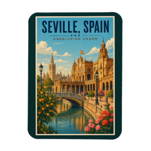 Sevilla Spanien Illustration Reise Kunst Vintage Magnet