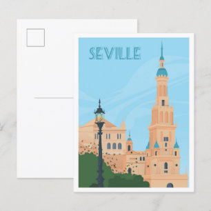 Sevilla Spanien Kunst Vintage Reise Illustration Postkarte