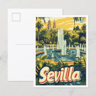 Sevilla Spanien Kunst Vintage Reise Illustration Postkarte
