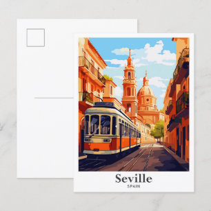 Sevilla Spanien Kunst Vintage Reise Illustration Postkarte