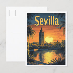 Sevilla Spanien Kunst Vintage Reise Illustration Postkarte