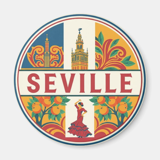 Sevilla Spanien Plaza de Espana Magnet (Vorne)