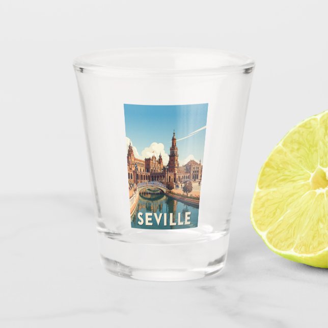 Sevilla Spanien Plaza de España Schnapsglas (Vorderseite)