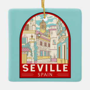 Sevilla Spanien - Retro Emblem Keramikornament