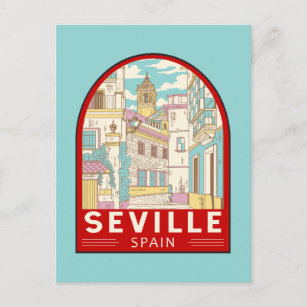Sevilla Spanien - Retro Emblem Postkarte