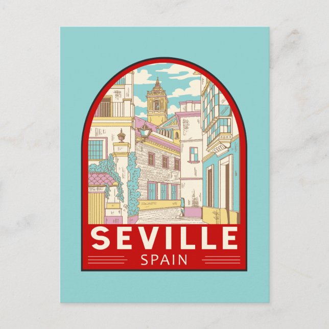 Sevilla Spanien - Retro Emblem Postkarte (Vorderseite)
