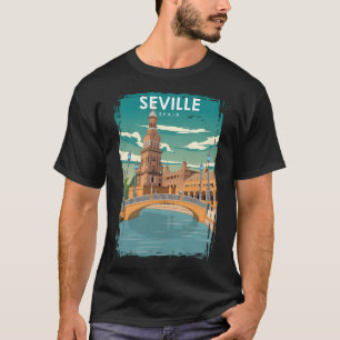 Sevilla Spanien Vintag Minimal Retro Travel Poster T-Shirt
