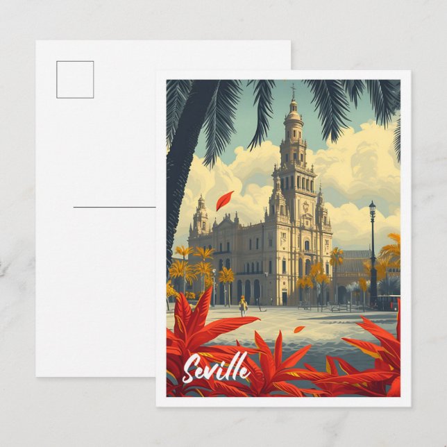 Sevilla Spanien - Vintage Kunstreise Postkarte (Vorne/Hinten)
