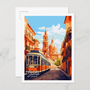 Sevilla Spanien Vintage-Reise-Illustration Postkarte