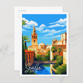 Sevilla Spanien Vintage-Reise-Illustration Postkarte