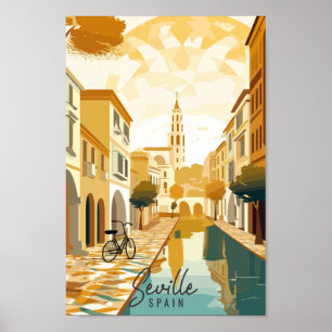 Sevilla Spanien Vintage-Reise-Ort Illustration Poster