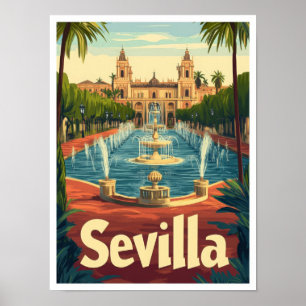Sevilla Spanien Vintage-Reiseillustration Poster