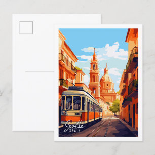 Sevilla Spanien Vintage-Reiseillustration Postkarte