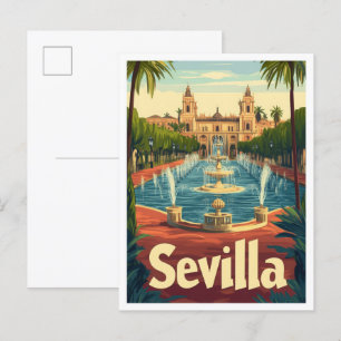 Sevilla Spanien Vintage-Reiseillustration Postkarte