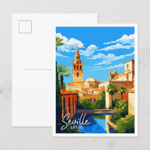 Sevilla Spanien Vintage-Reiseillustration Postkarte