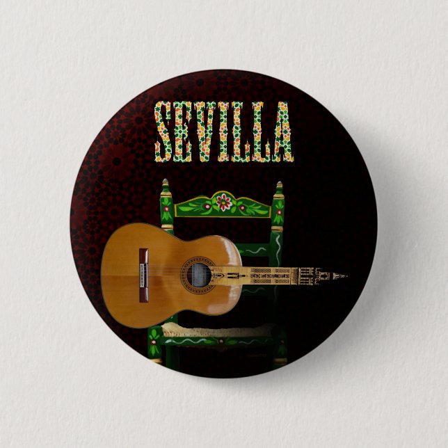 Sevilla spanische Gitarre mit Giralda von Sevilla Button (Vorderseite)