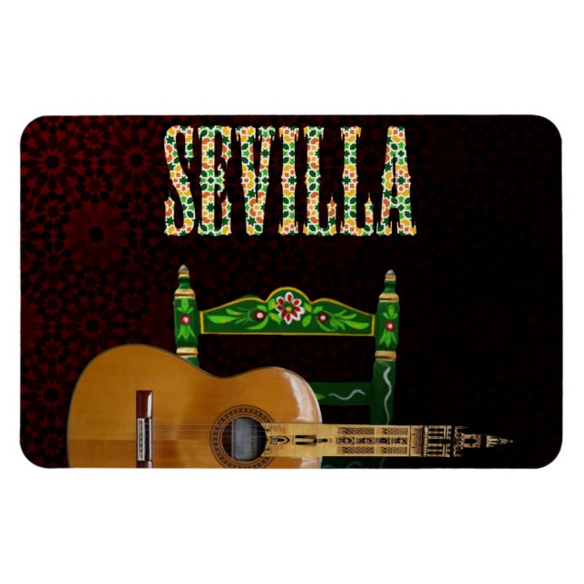 Sevilla spanische Gitarre mit Giralda von Sevilla Magnet (Horizontal)
