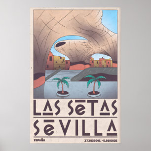 Sevilla-Wandkunst Sandsteinbogen und Palmen Poster