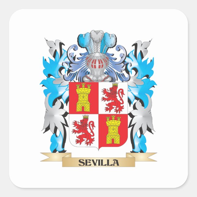 Sevilla-Wappen - Familienwappen Quadratischer Aufkleber (Vorderseite)