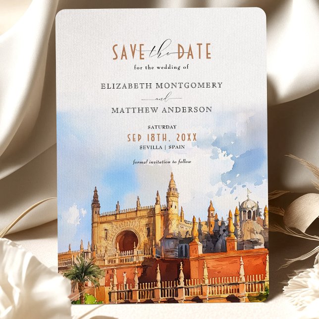 Sevilla Wedding Save the Date Card Real Alcázar Einladung (Von Creator hochgeladen)