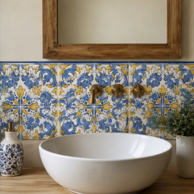 Seville Baroque Blue Golden Scrollwork Mediterrane Fliese (Von Creator hochgeladen)