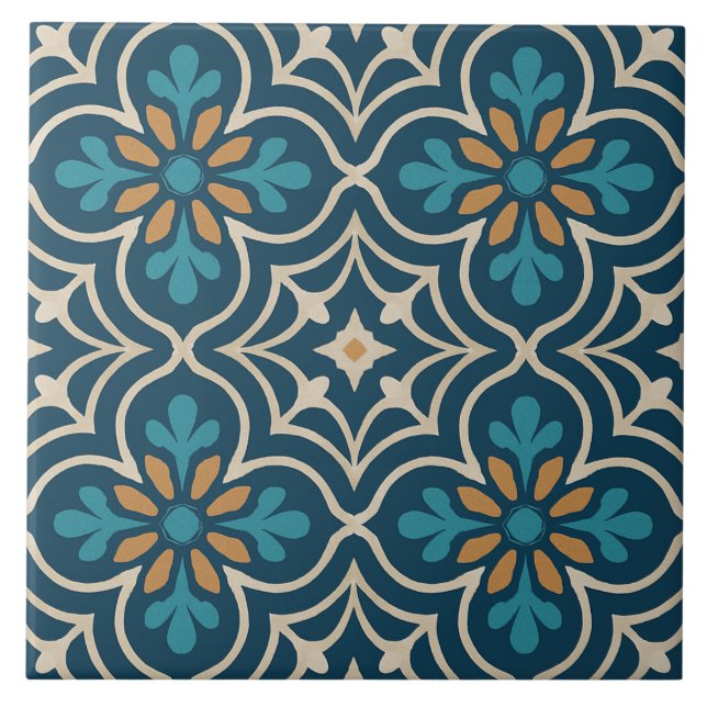 Seville Bloom – Moorish Floral Tile Pattern Fliese (Vorderseite)