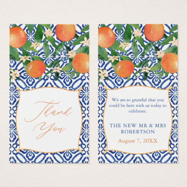 Seville Orange Wedding - Positano Blue - Gefallen  (Vorne & Hinten)