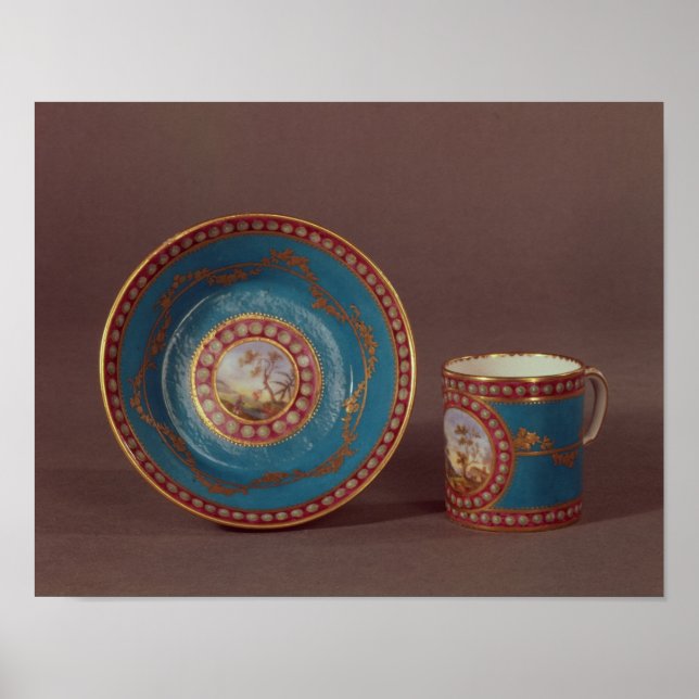 Sevres bleu celeste coffee cup and saucer, c.1780 poster (Vorne)