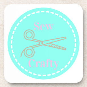 Sew Crafty Aqua Blue Circle mit Schere Getränkeuntersetzer
