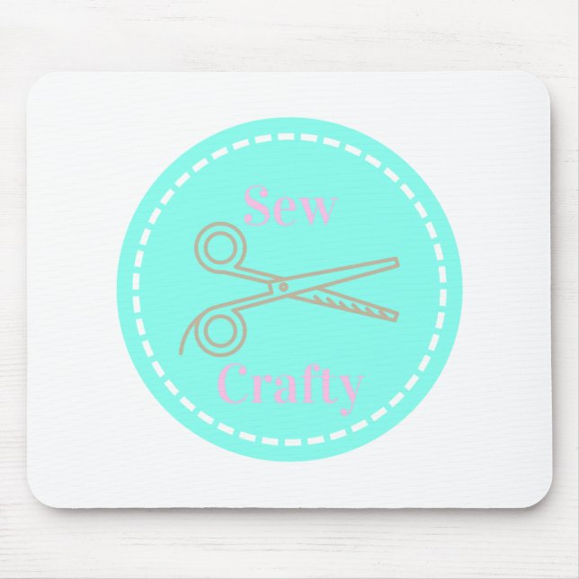 Sew Crafty Pastel Pink Gray Aqua Mousepad (Vorne)