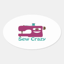 Sew Crazy Ovaler Aufkleber