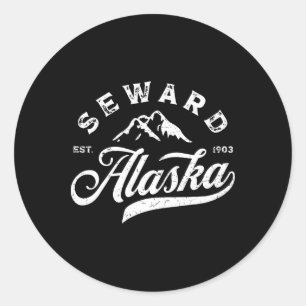 Seward Alaska Ak Vintage Berge Familienurlaub Runder Aufkleber