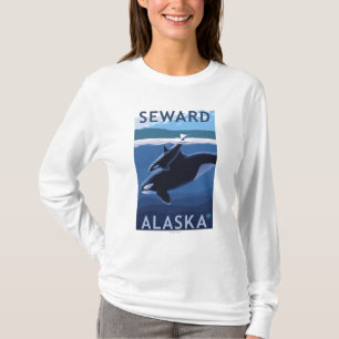 Seward, AlaskaOrca und Kalb-Szene T-Shirt