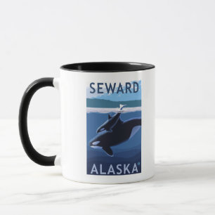 Seward, AlaskaOrca und Kalb-Szene Tasse