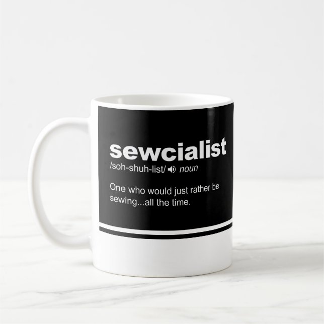 Sewcialist Funny Sewing Modern Typografy Coffee Kaffeetasse (Links)