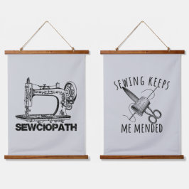Sewciopath Sewing Keeps Me Mended Fun Wandteppich Mit Holzrahmen