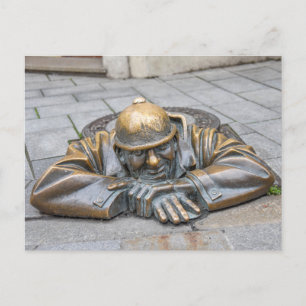 Sewer Worker Bronze Statue, Bratislava, Slowakei Postkarte