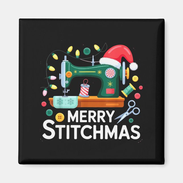 Sewing Christmas Xmas Quilting Merry Mas  Magnet (Vorne)
