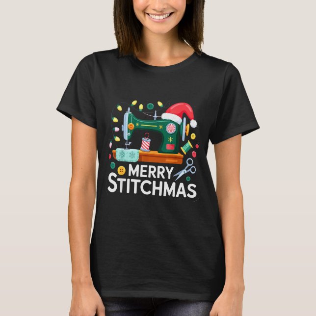 Sewing Christmas Xmas Quilting Merry Mas  T-Shirt (Vorderseite)