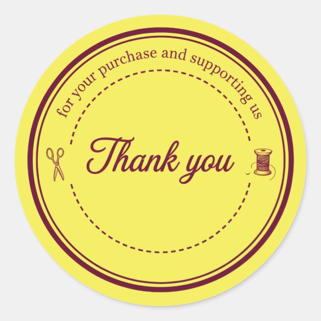 Sewing Icons Thank You Business Sticker (Vorderseite)