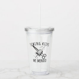 Sewing Keeps Me Mended Vintage Scissors Fun Acryltrinkbecher