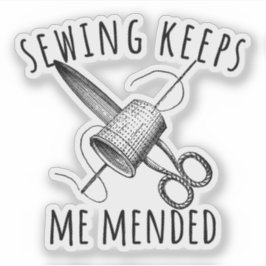 Sewing Keeps Me Mended Vintage Scissors Fun Aufkleber