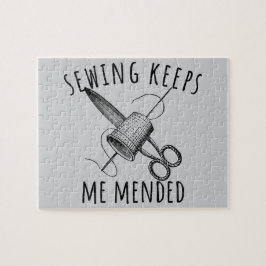 Sewing Keeps Me Mended Vintage Scissors Fun Puzzle