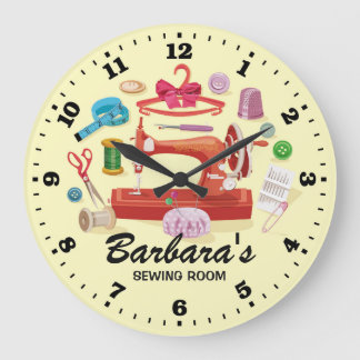 Sewing Machine Personalizable Wall Clock Große Wanduhr