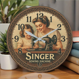 Sewing machine seamstress gift Vintage Singer Große Wanduhr