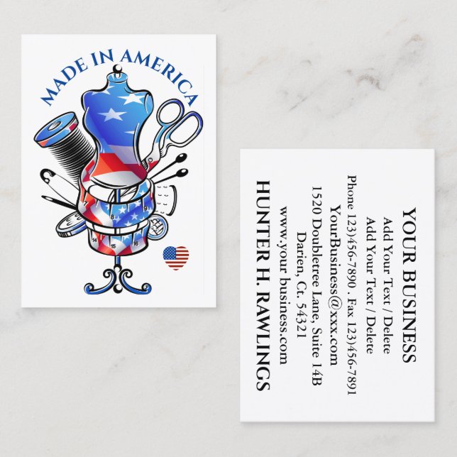 SEWING - Made in America Business Card Visitenkarte (Vorne/Hinten)