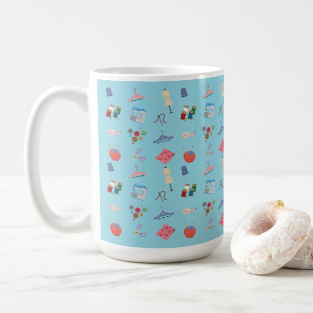 Sewing Theme Mug Kaffeetasse (Mit Donut)