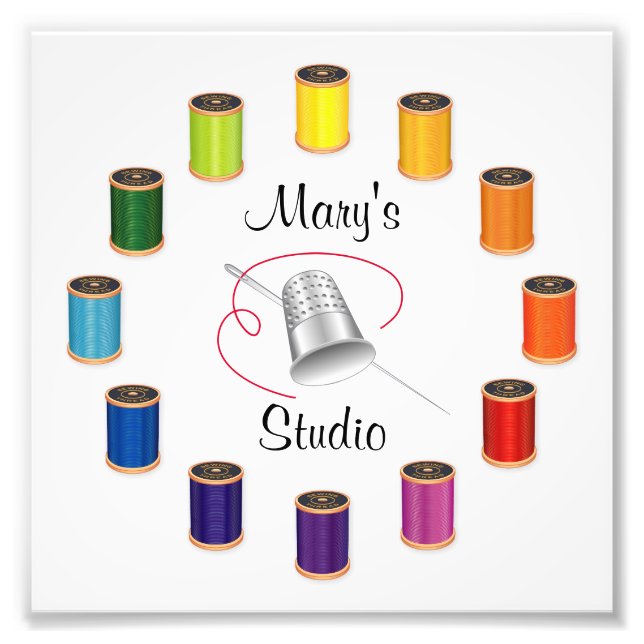 Sewing Thimble, Needle and Threads Fotodruck (Vorne)