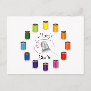 Sewing Thimble, Needle and Threads Postkarte