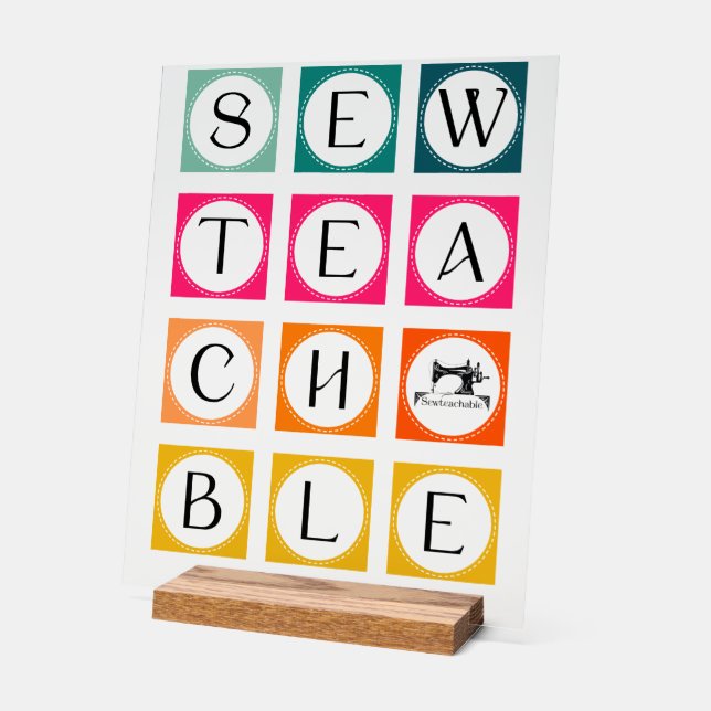 Sewteachable Colorful Squares Acrylschild (Winkel)